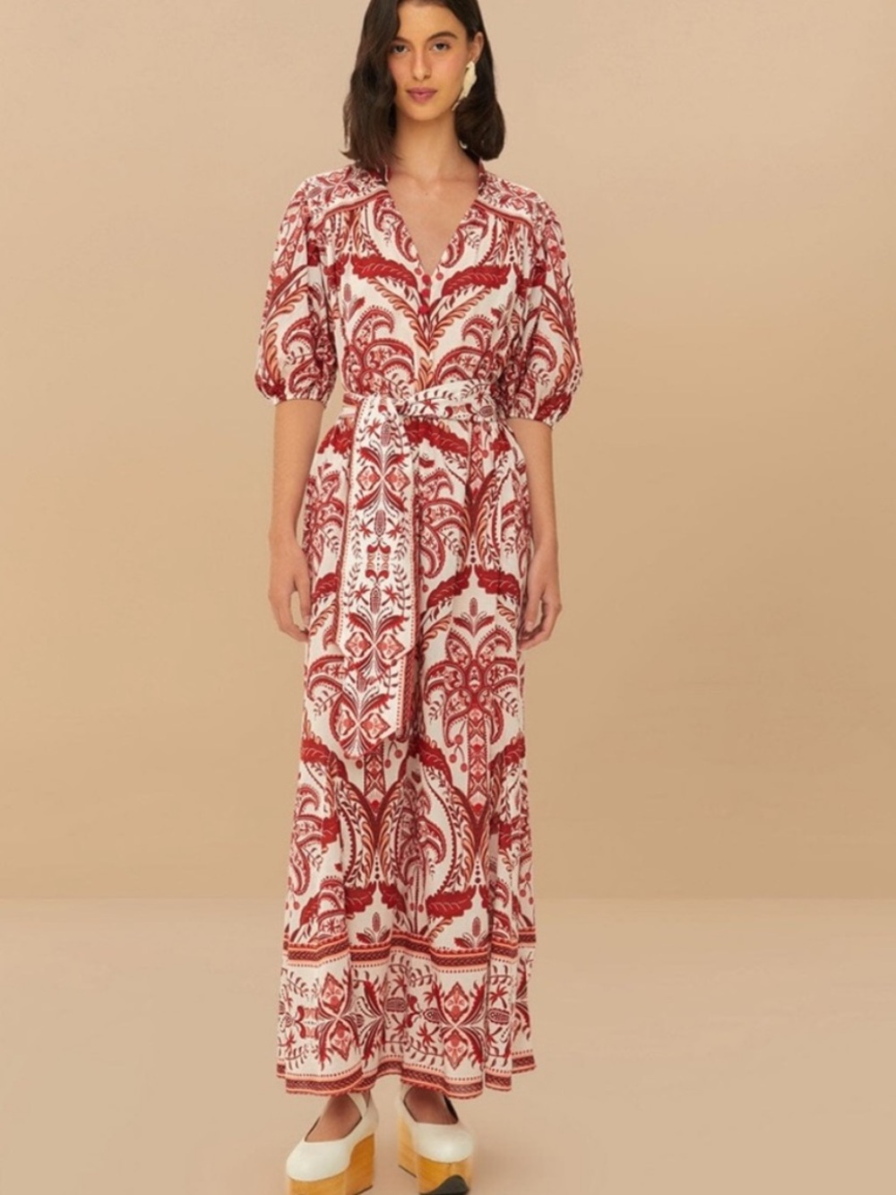 FARM Rio Tropical Cameo Paisley Cotton Maxi Dress M